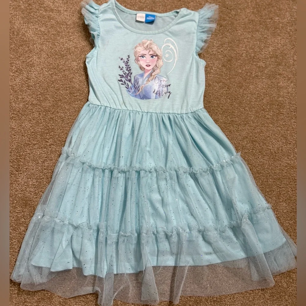 LC WAIKIKI Crew Neck Elsa Printed Girl Dress, Size 5-6‎
